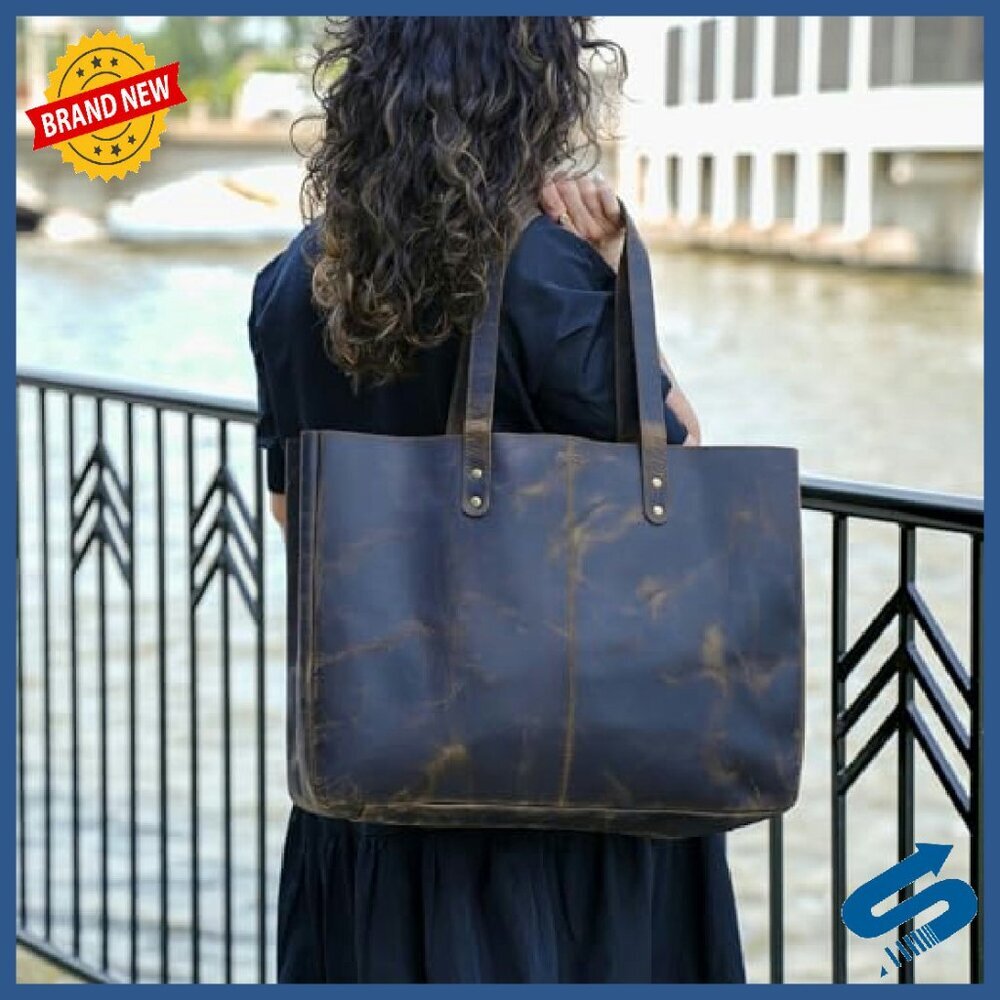 Full Grain Leather Tote Bag Satchel Multipurpose Handbag Women - Picture 3 of 8